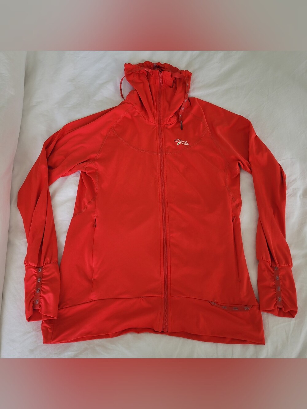 Chlorophylle Bright Coral Red Lightweight Full-Zip Athletic Jacket - Size Medium